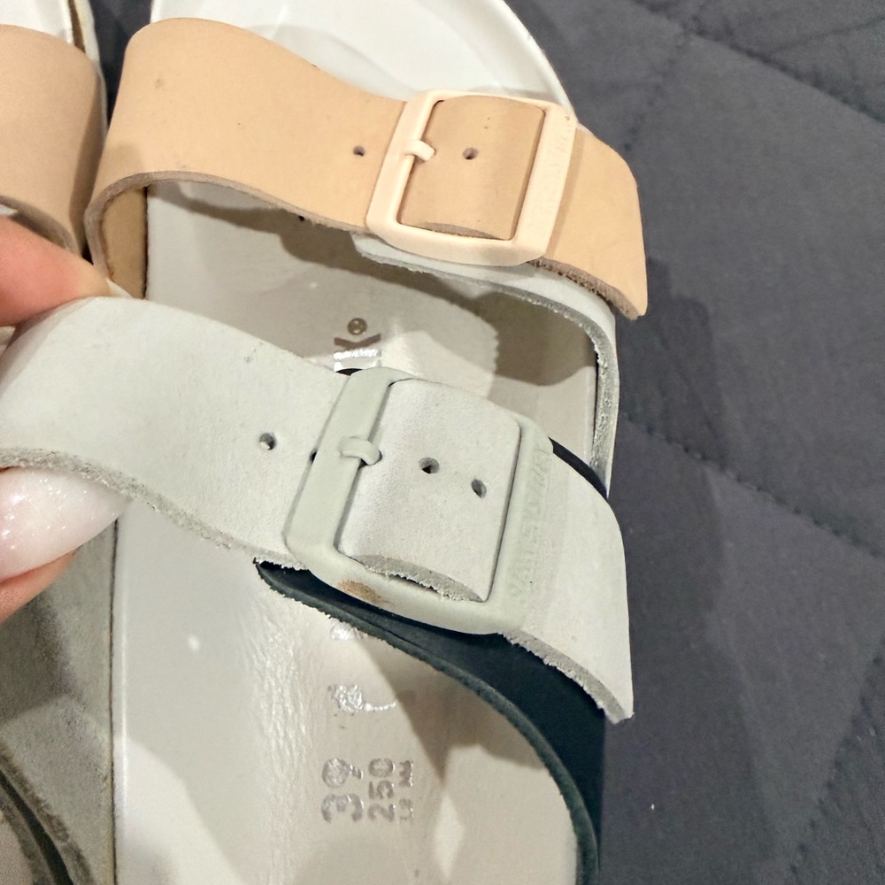 Birkenstock Women's Arizona Split Mineral Light Sandals - Gray, Black & Pink 8 - Picture 3 of 3